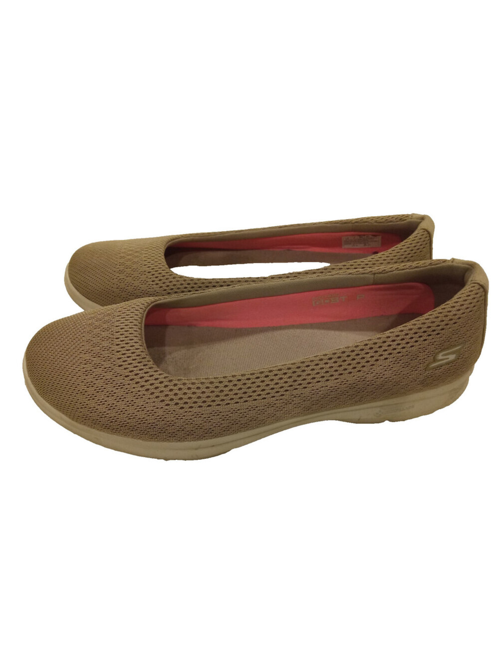 Skechers GO Step Ballet Flats Womens 10 Taupe Pink Mesh Slip On Comfort